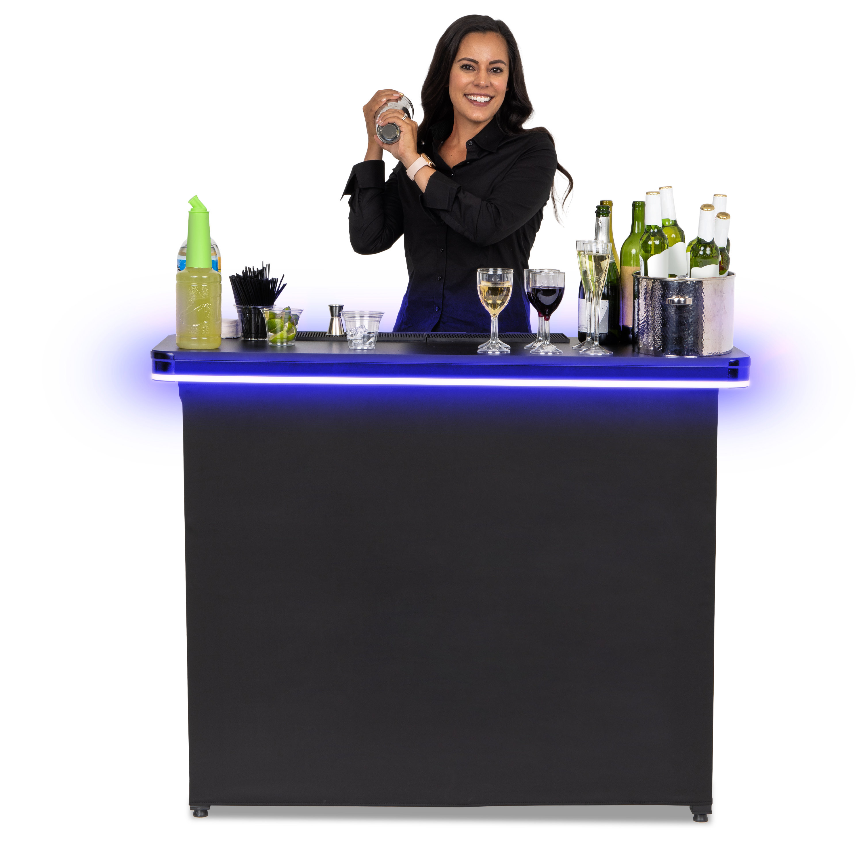 GoPong GoBar PRO LED Commercial Grade Portable Bar Table with Multi Color Lights 47.5 x 19 x 38 IN Reviews Wayfair